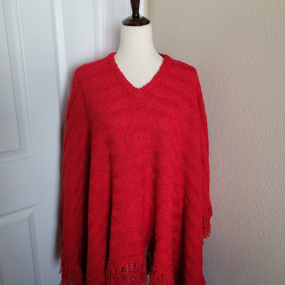 Women’s Crochet Knit Poncho Shawl Ombré Sweater Top One Size